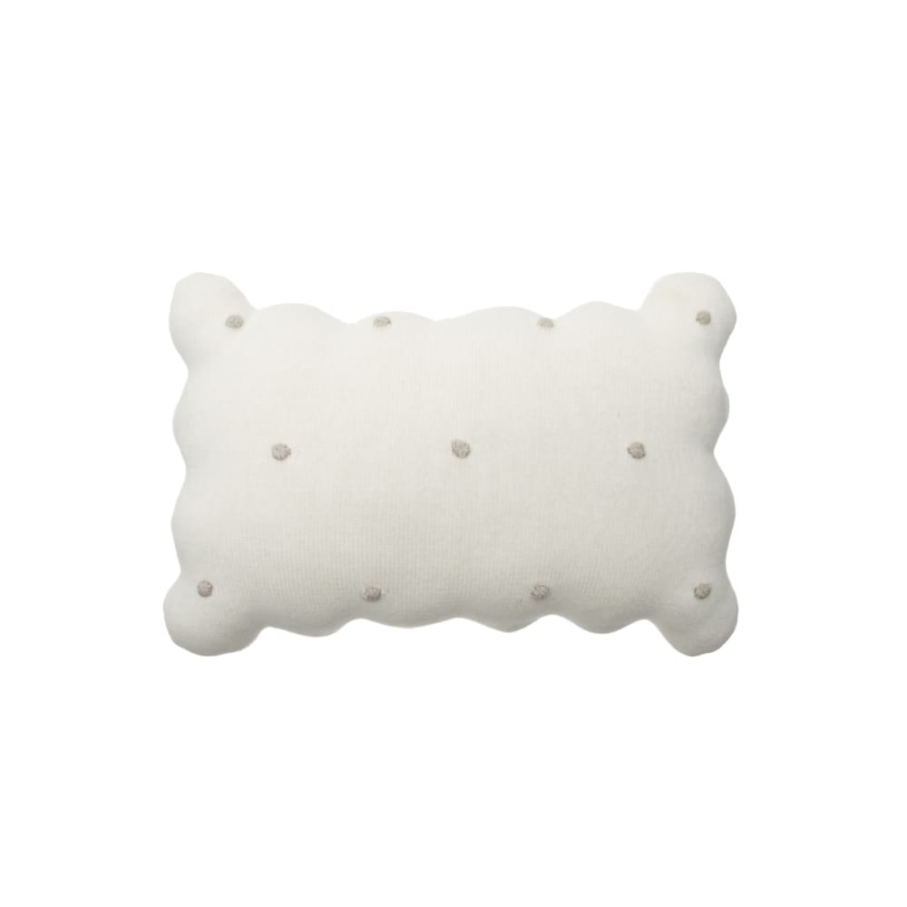 Coussin rond biscuit de coton blanc 25x35