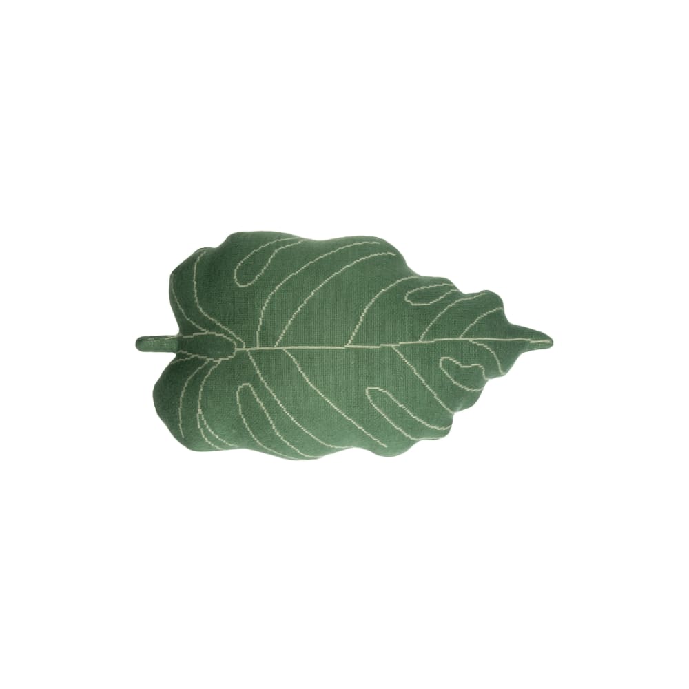 Coussin feuilles coton vert 28x42