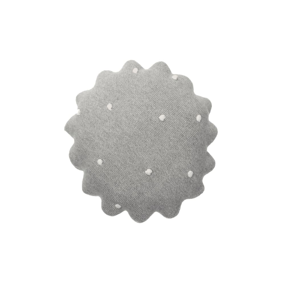 Coussin biscuit de coton gris 25x25