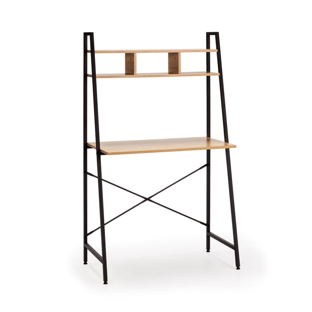 Mesa de escritorio 1 estante negro, estilo industrial, 84 cm