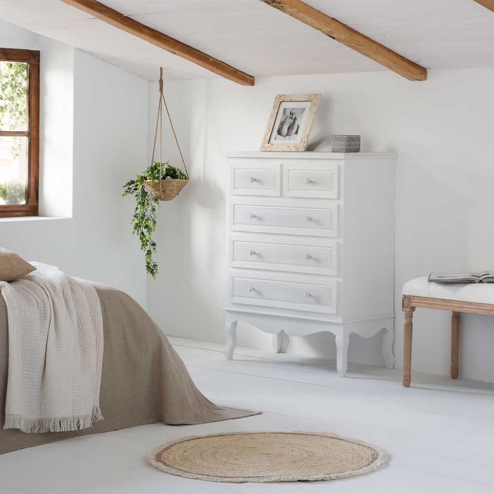 Comoda de madera de 5 cajones blanco 80x40x105 - Maisons du Monde