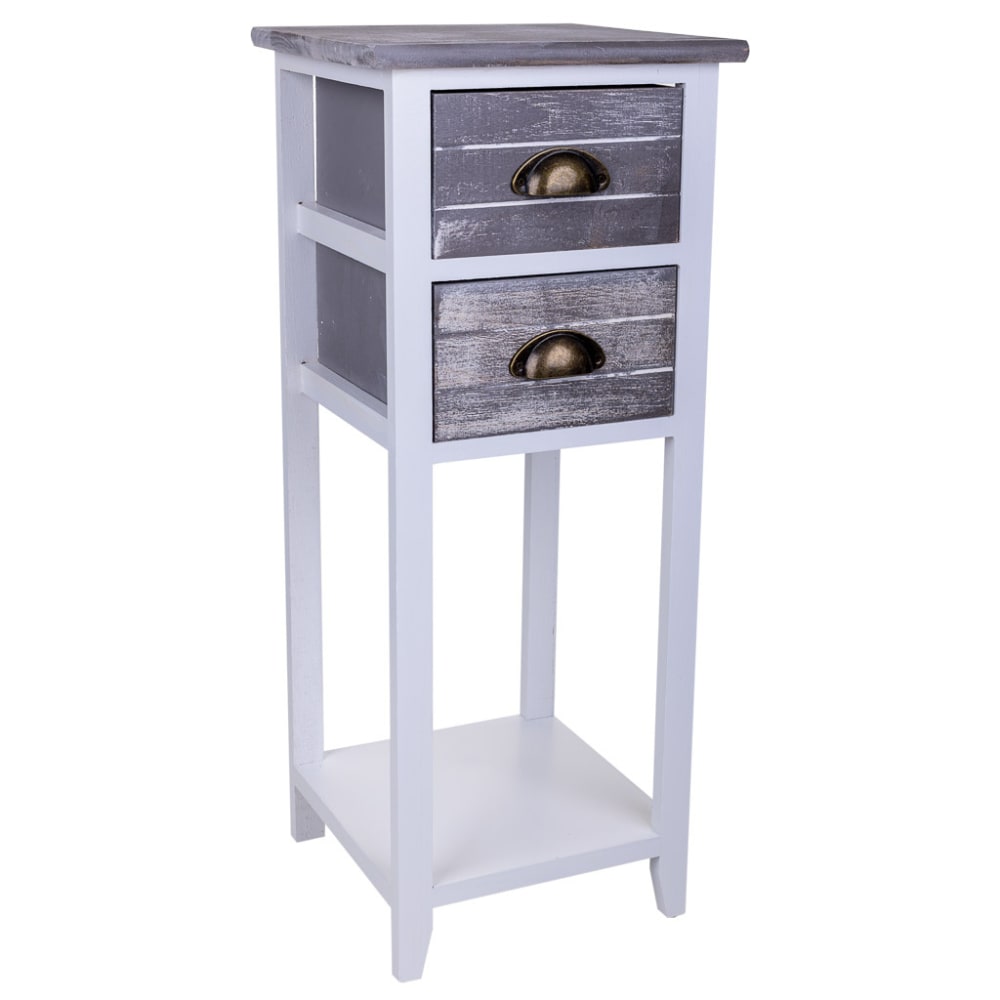 Mesita de madera blanca 30x30x73h cm