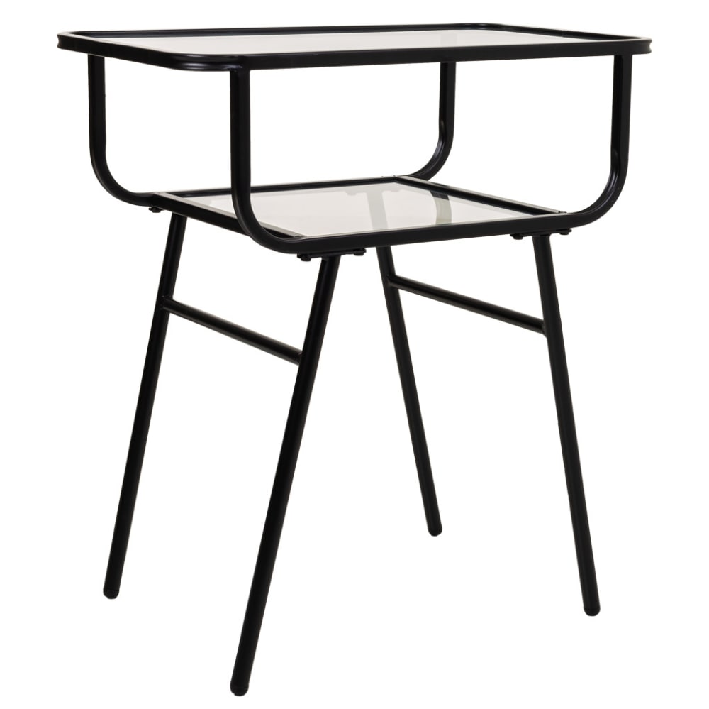 Wanderlust deco Nachttisch aus Metall und Glas mit 1 Ablage, 60x35x65,5, grau - Metall