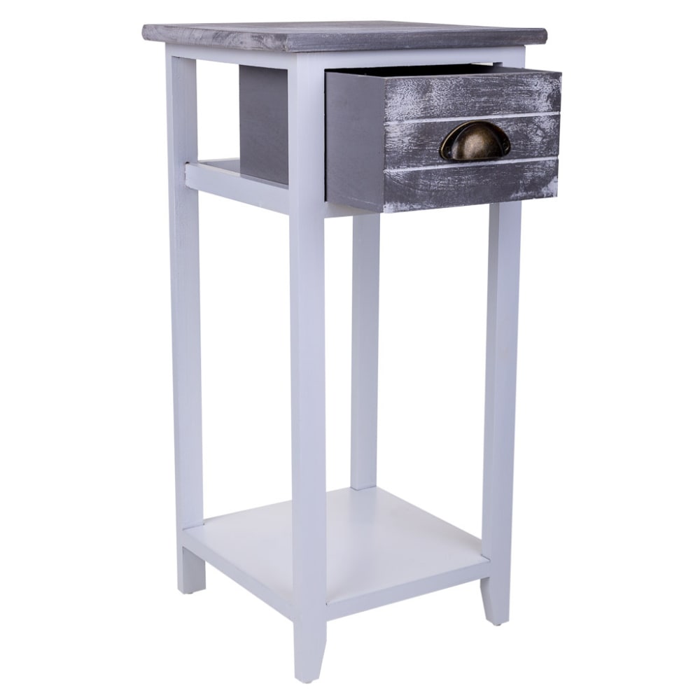 Mesita de madera blanca 30x30x63h cm - Maisons du Monde