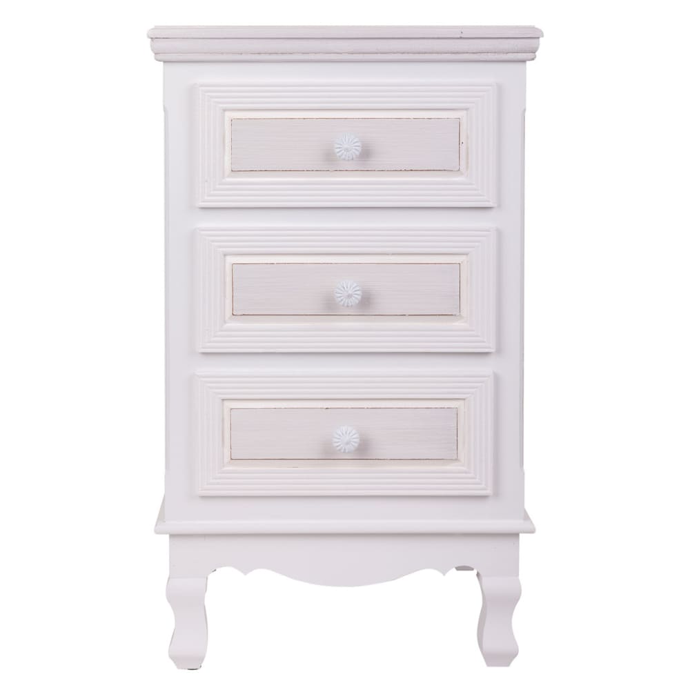 Mesita de noche de madera de 3 cajones blanco 41x33.5x68 - Maisons du Monde