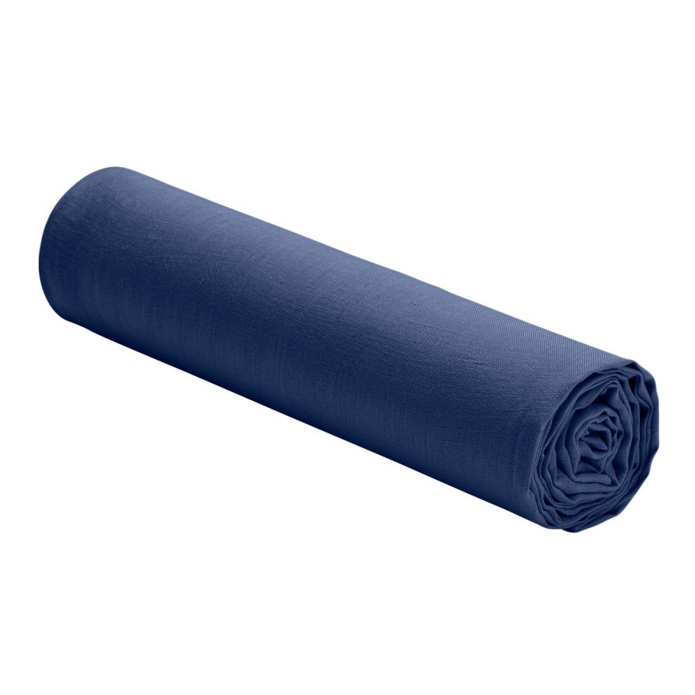 Drap housse lin lavé bleu cobalt 200x200 cm - Maisons du Monde