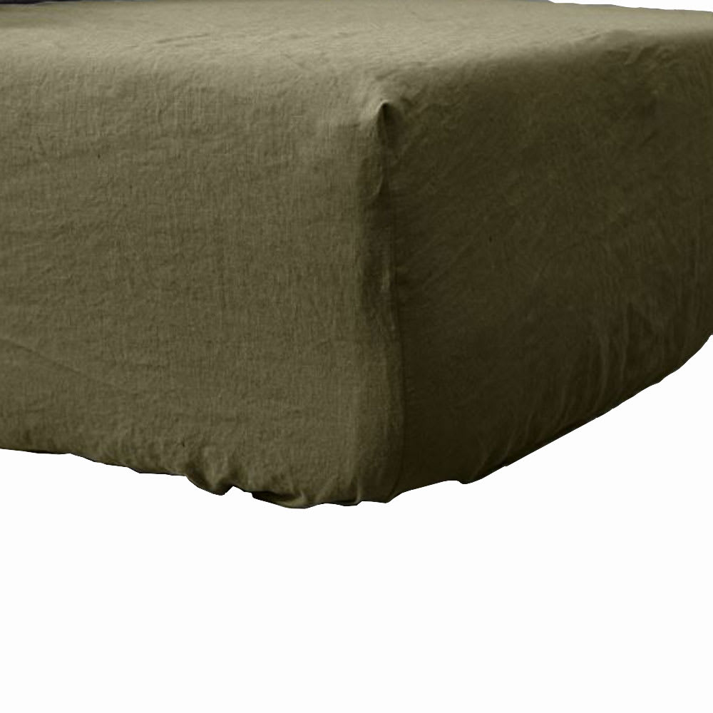 Drap housse lin lavé vert 200x200 cm