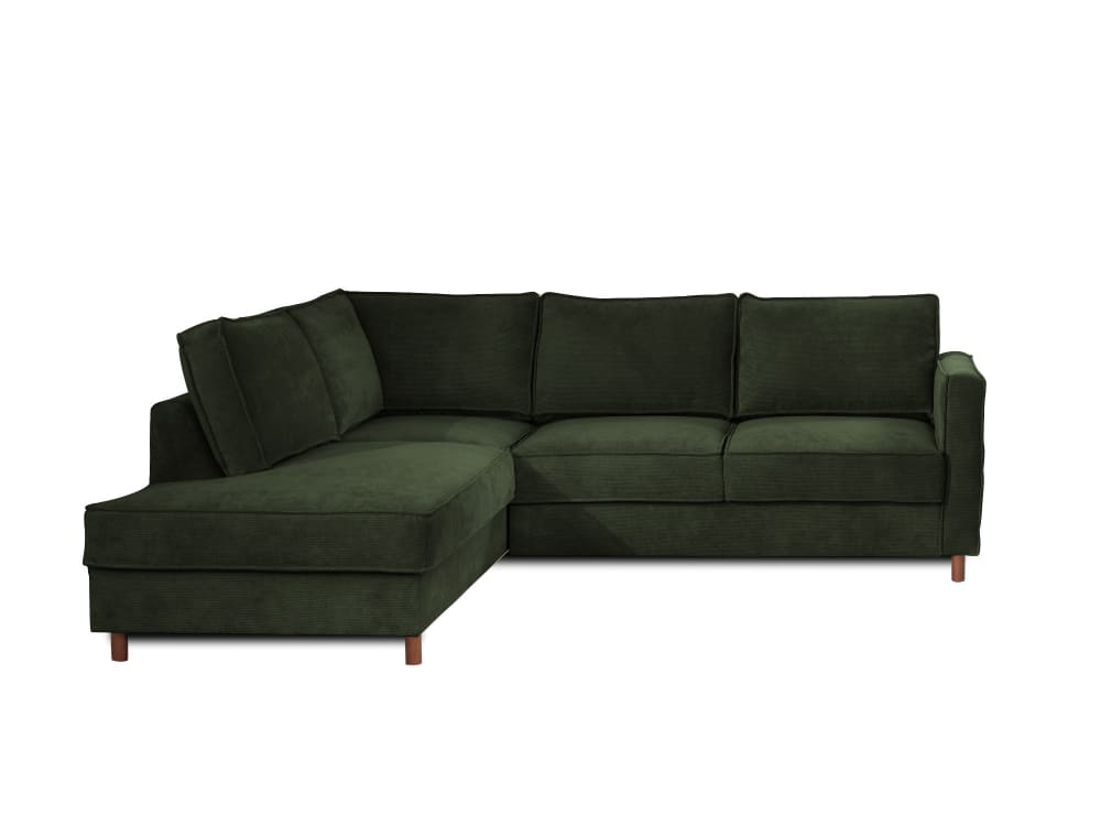 Canapé d'angle gauche 5 places en velours côtelé vert - Maisons du Monde