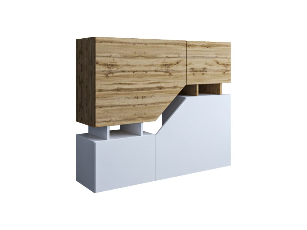 Buffet haut 4 portes 120 cm bois / blanc - Maisons du Monde