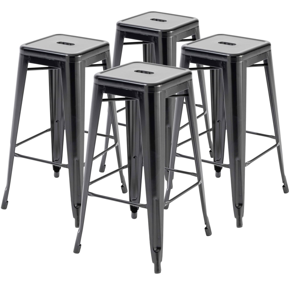 Lot 4 tabourets de bar en métal noir mat