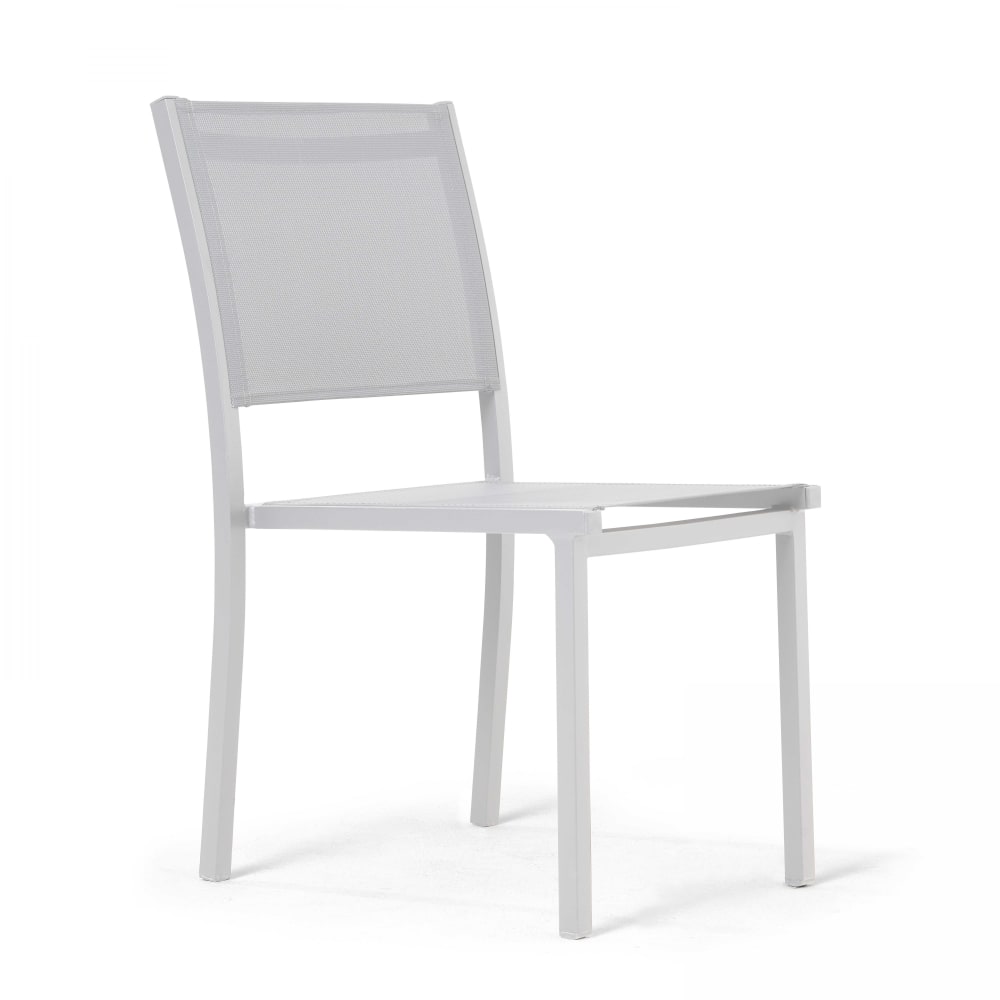 Chaise de jardin aluminium et textilène blanc