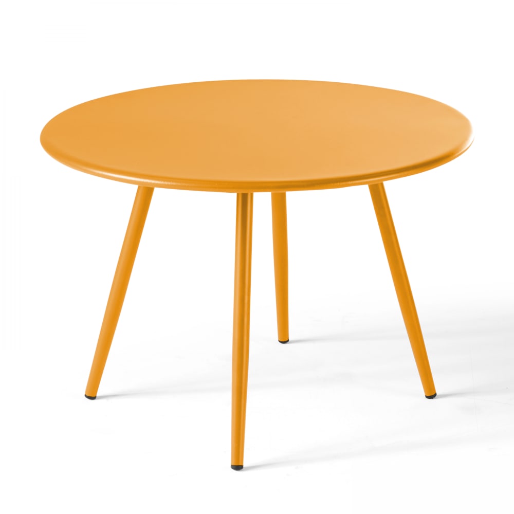 Table basse de jardin ronde en métal jaune 50 cm