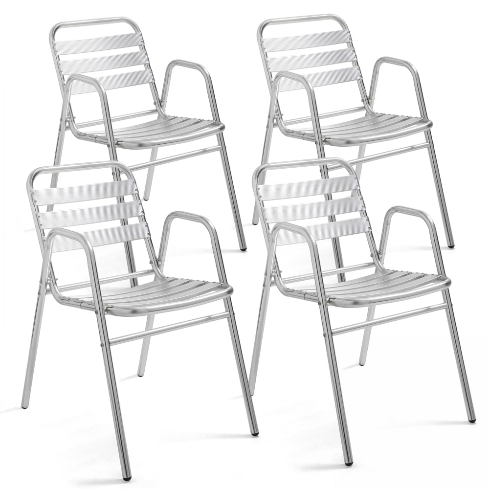 Lot 4 fauteuils de jardin aluminium gris