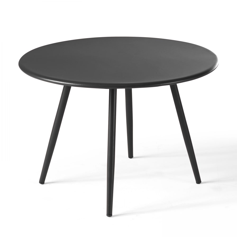Table basse de jardin ronde en métal gris anthracite 40 cm