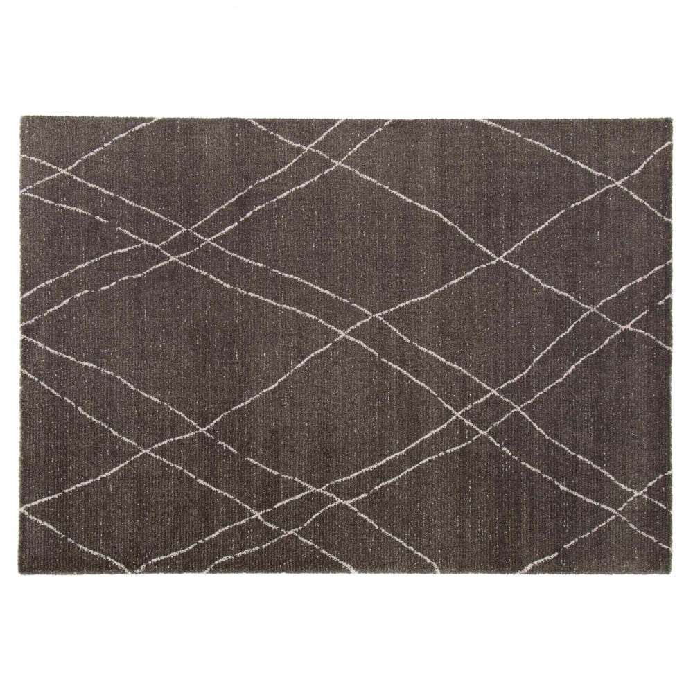 Oviala Tapis rectangulaire motif berbère gris anthracite 200 x 290 cm - Pvc - Poly Chlorure De Vinyle