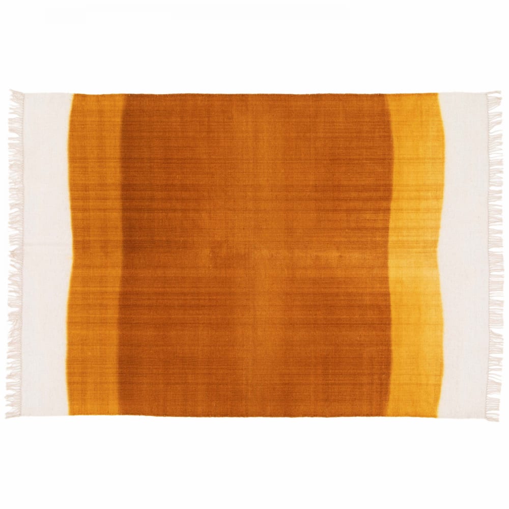 Tapis en laine tissé à plat marron jaune/ orange 120 x 170 cm