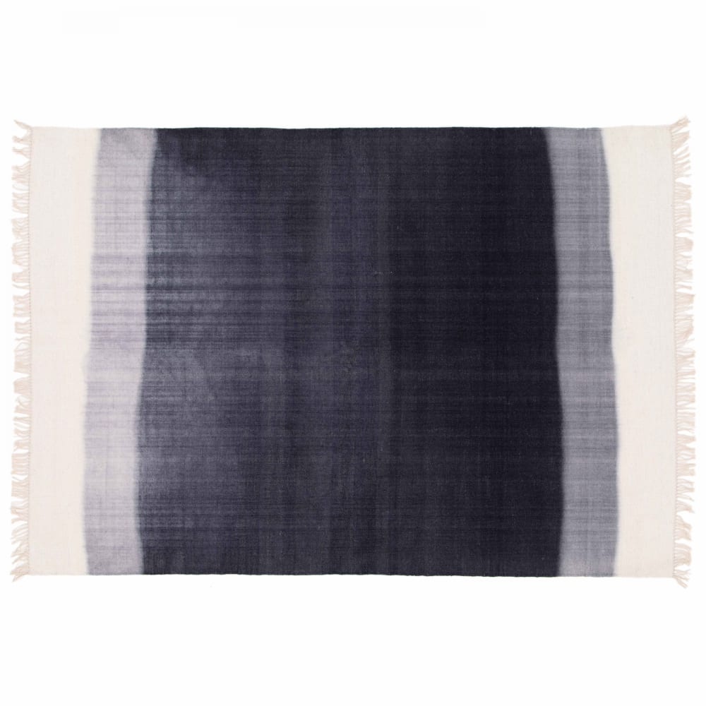 Tapis rectangulaire en laine tissé à plat bleu 120 x 170 cm