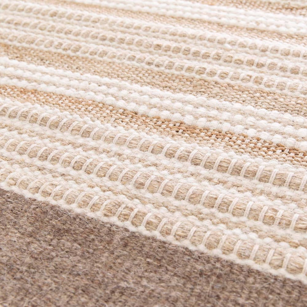 Tapis rectangulaire rayé en laine et jute tissé à plat 80 x 200 cm — vue 4