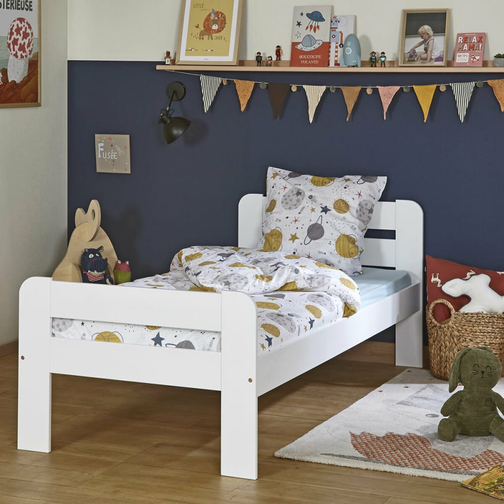 Lit enfant bois massif blanc 90x190 cm - Maisons du Monde
