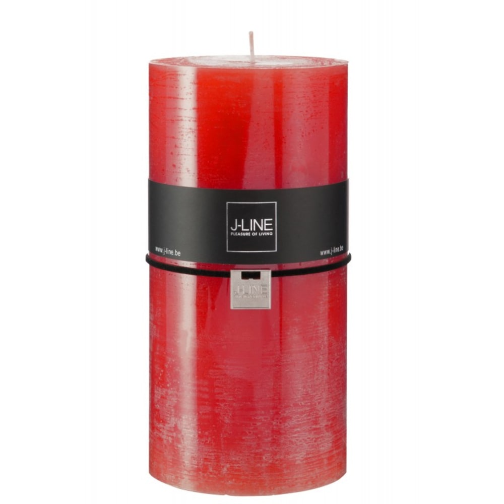 J-line Bougie cylindrique en paraffine rouge 10x10x20 cm - Cire