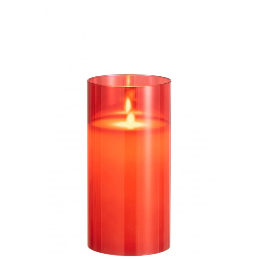 Lampe photophore en verre rouge 10x10x20 cm — vue 3