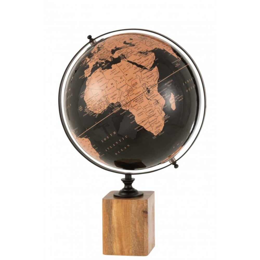 Globo terráqueo con pie madera negro/marrón alt. 48 cm