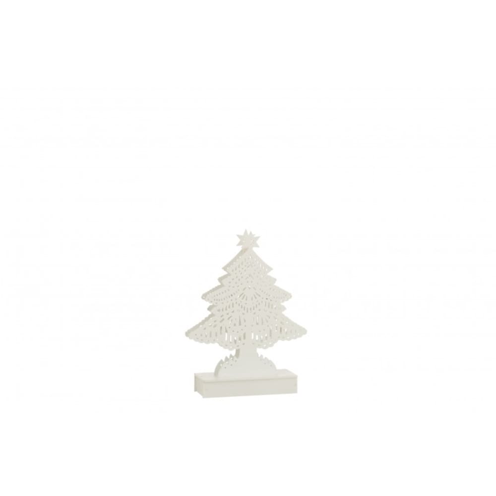 Decoración árbol de navidad led madera blanco alt. 23 cm