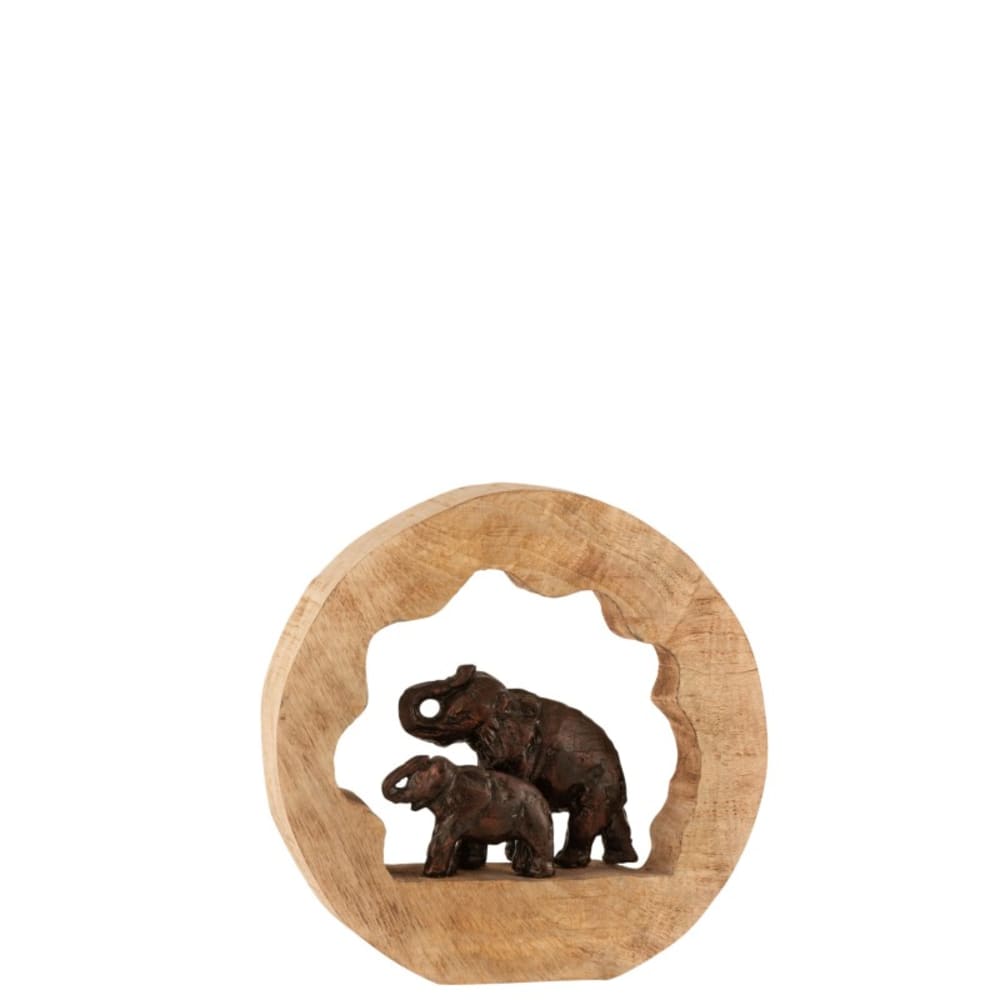 Figura elefante + cría madera de mango aluminio bronce alt. 30 - Maisons du Monde
