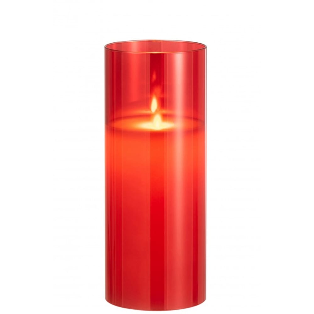 Lampe photophore en verre rouge 10x10x25 cm — vue 3