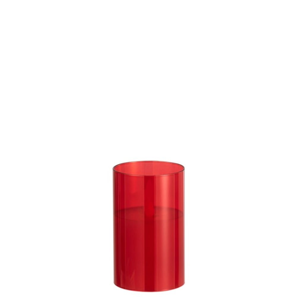Lampe photophore en verre rouge 8x8x13 cm