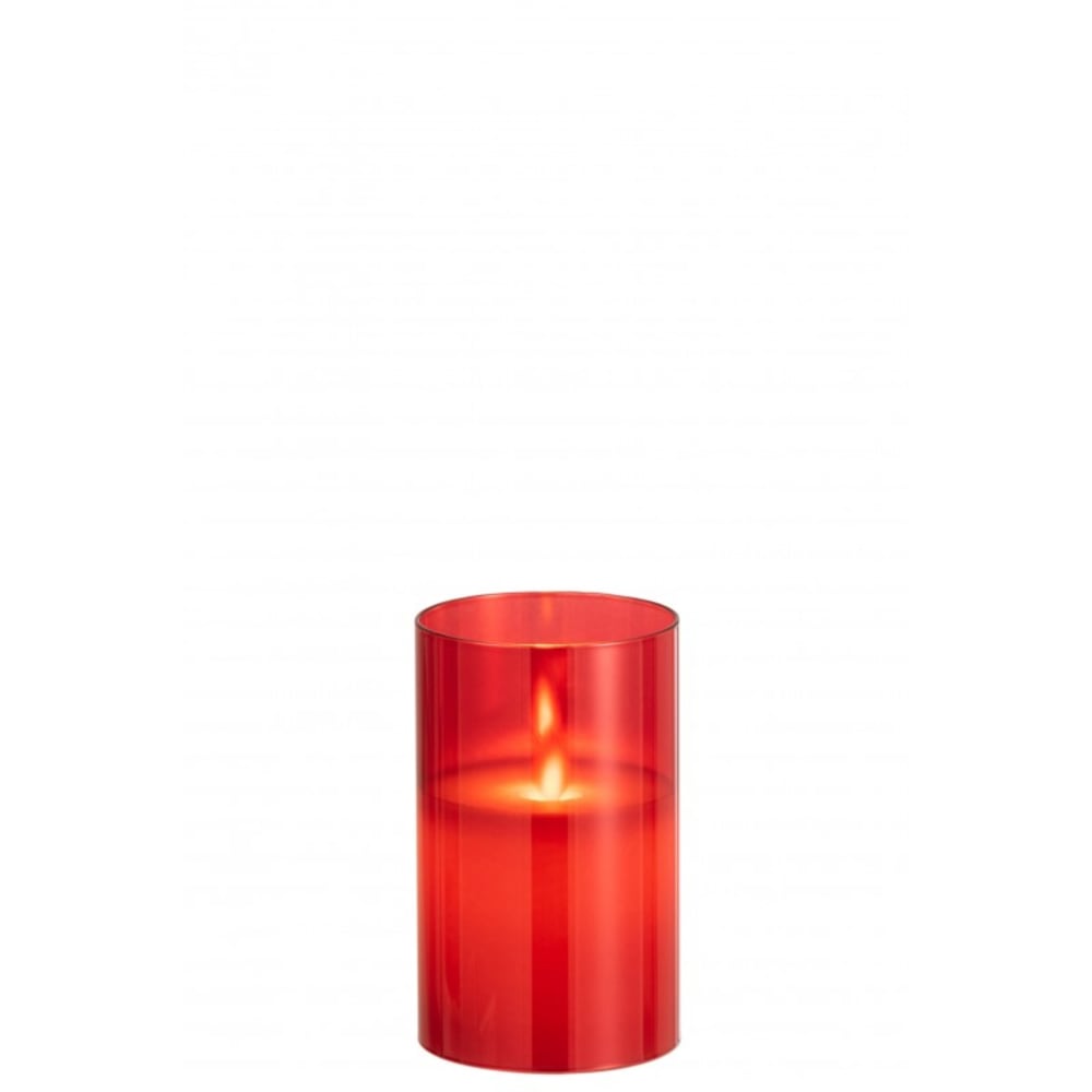 Lampe photophore en verre rouge 8x8x13 cm — vue 3