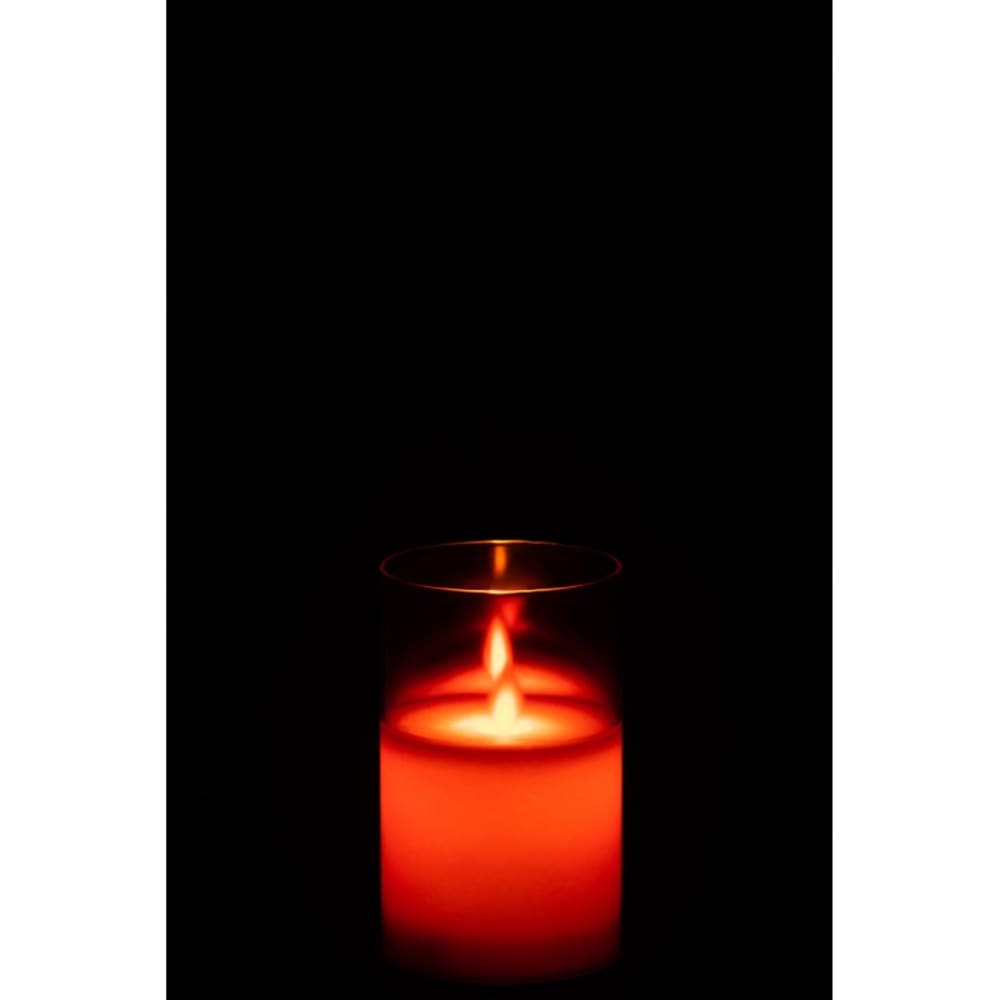 Lampe photophore en verre rouge 8x8x13 cm — vue 4