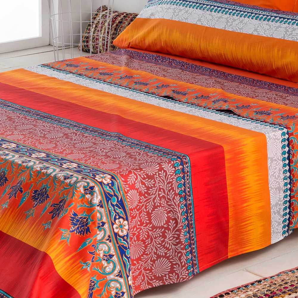 Juego de sábanas percal algodón 180 hilos multicolor 240x260 Cama 150 - Maisons du Monde