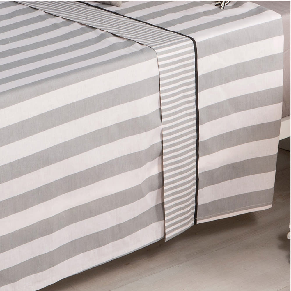 Juego de sábanas percal algodón 180 hilos gris 240x260 Cama 150 - Maisons du Monde