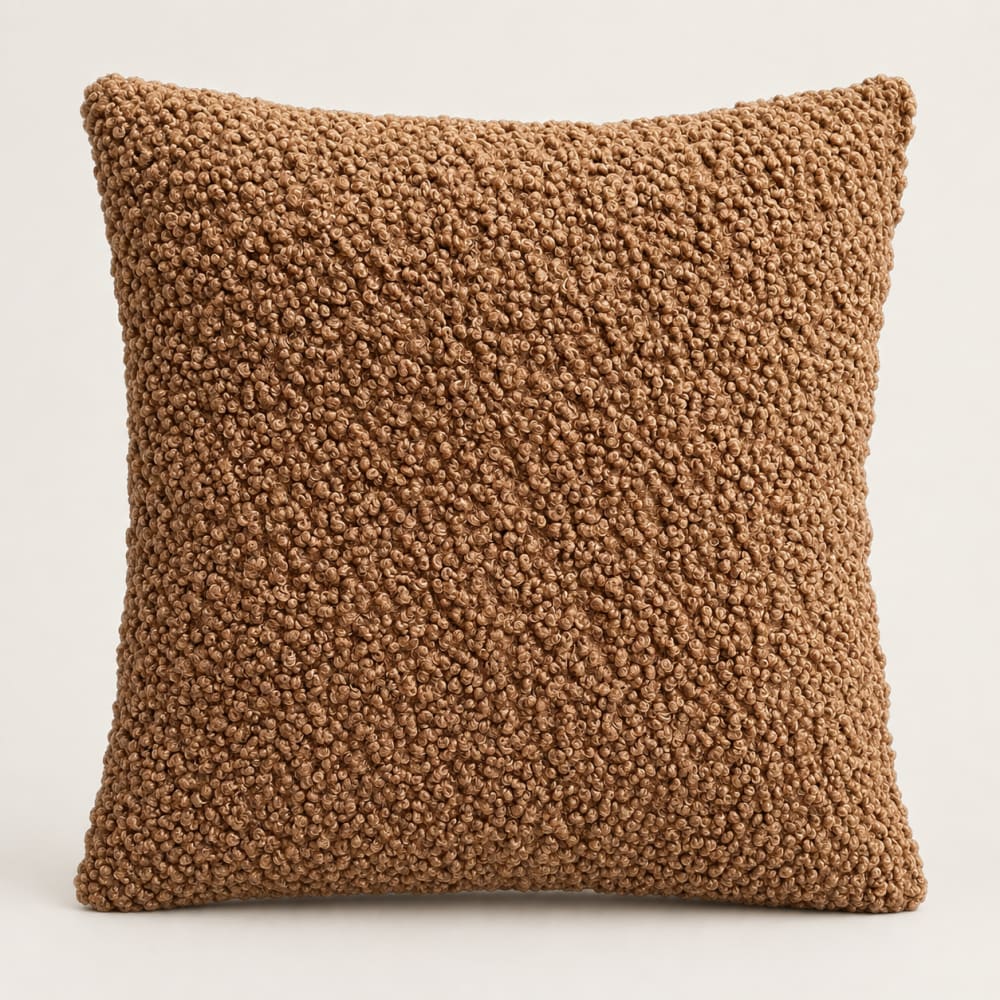 Cojín marrón borreguito terciopelo 45x45 cm - Maisons du Monde