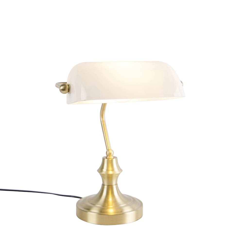 QAZQA Notarlampe Gold mit Opalglas style classic chic Gold