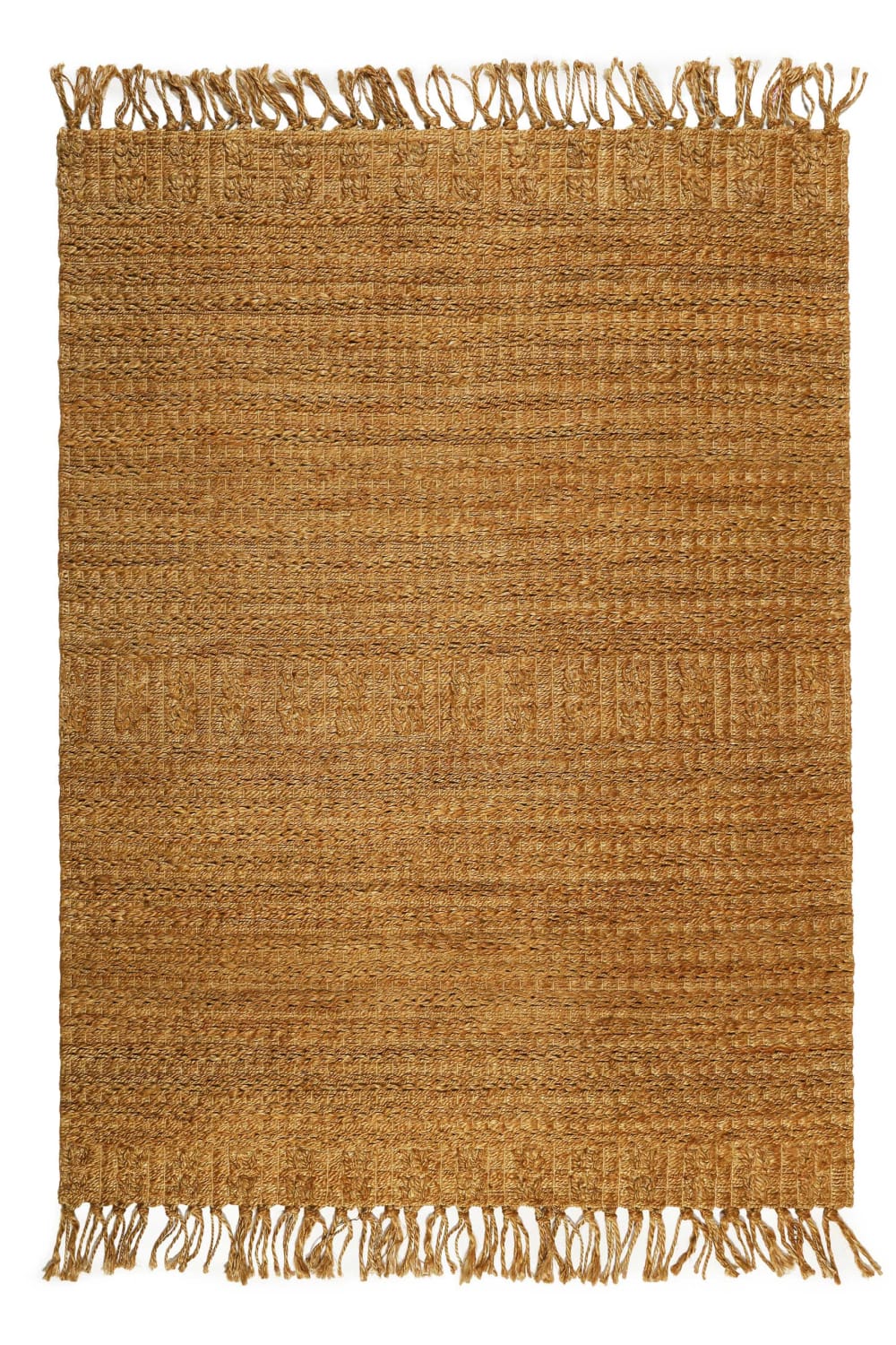 Tappeto intrecciato in iuta colore naturale con frange 160x230 - Modello Country - Marrone - Fibre naturali