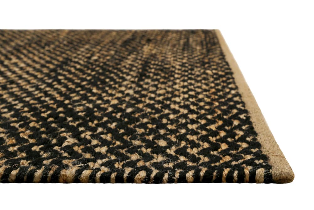 Tapis tissé main en laine et jute noir et naturel avec motif 130x190 — vue 4