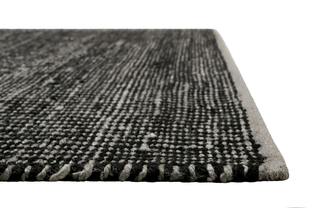 Tapis tissé main en laine et jute noir et gris 130x190 — vue 4