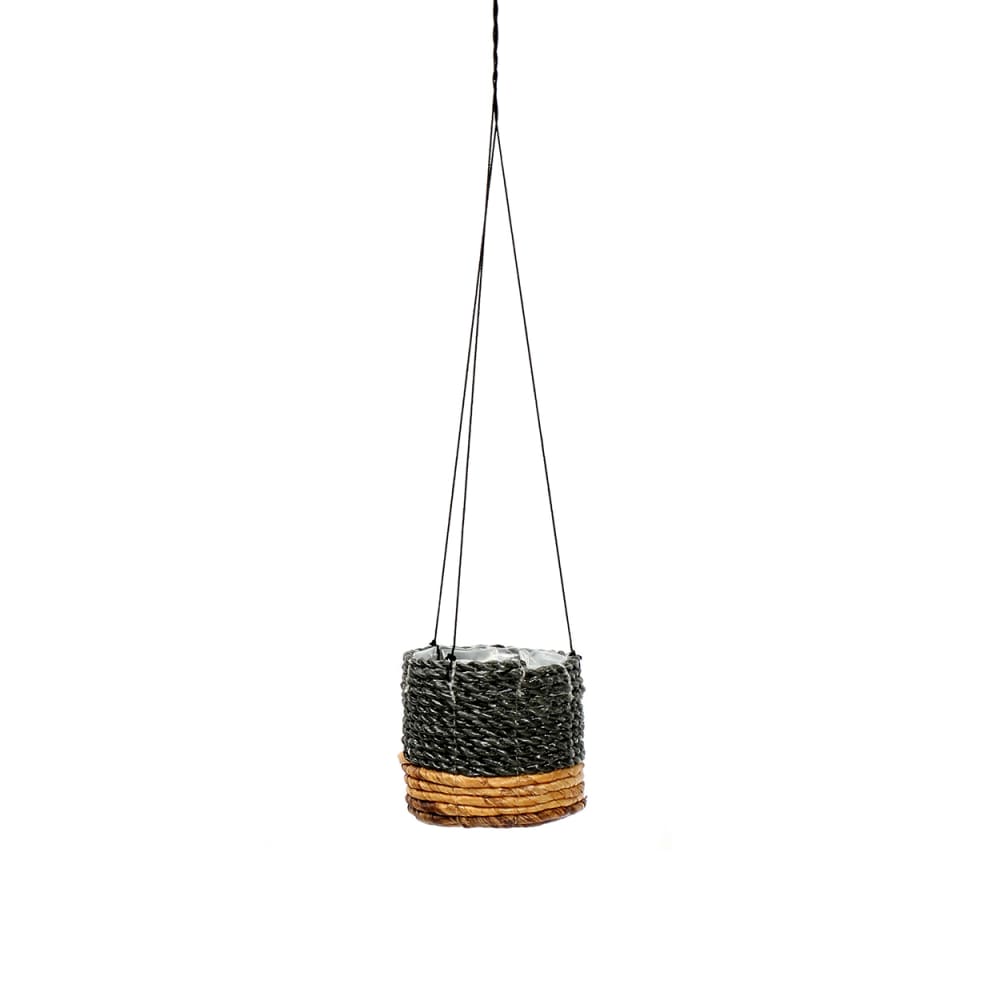 Maceta colgante de hoja de plátano marrón y negro 11x11x10 cm - Maisons du Monde