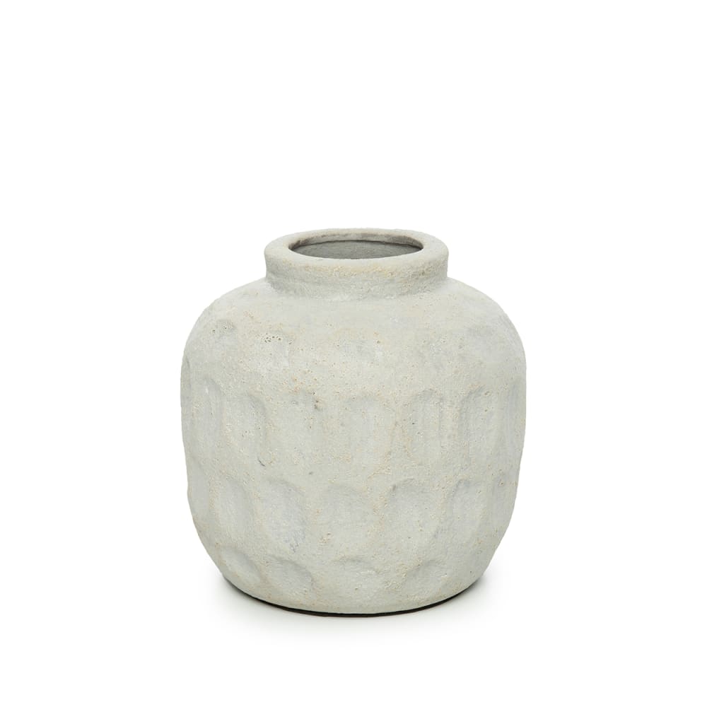 Vase en terre cuite gris béton 14x14x14 cm