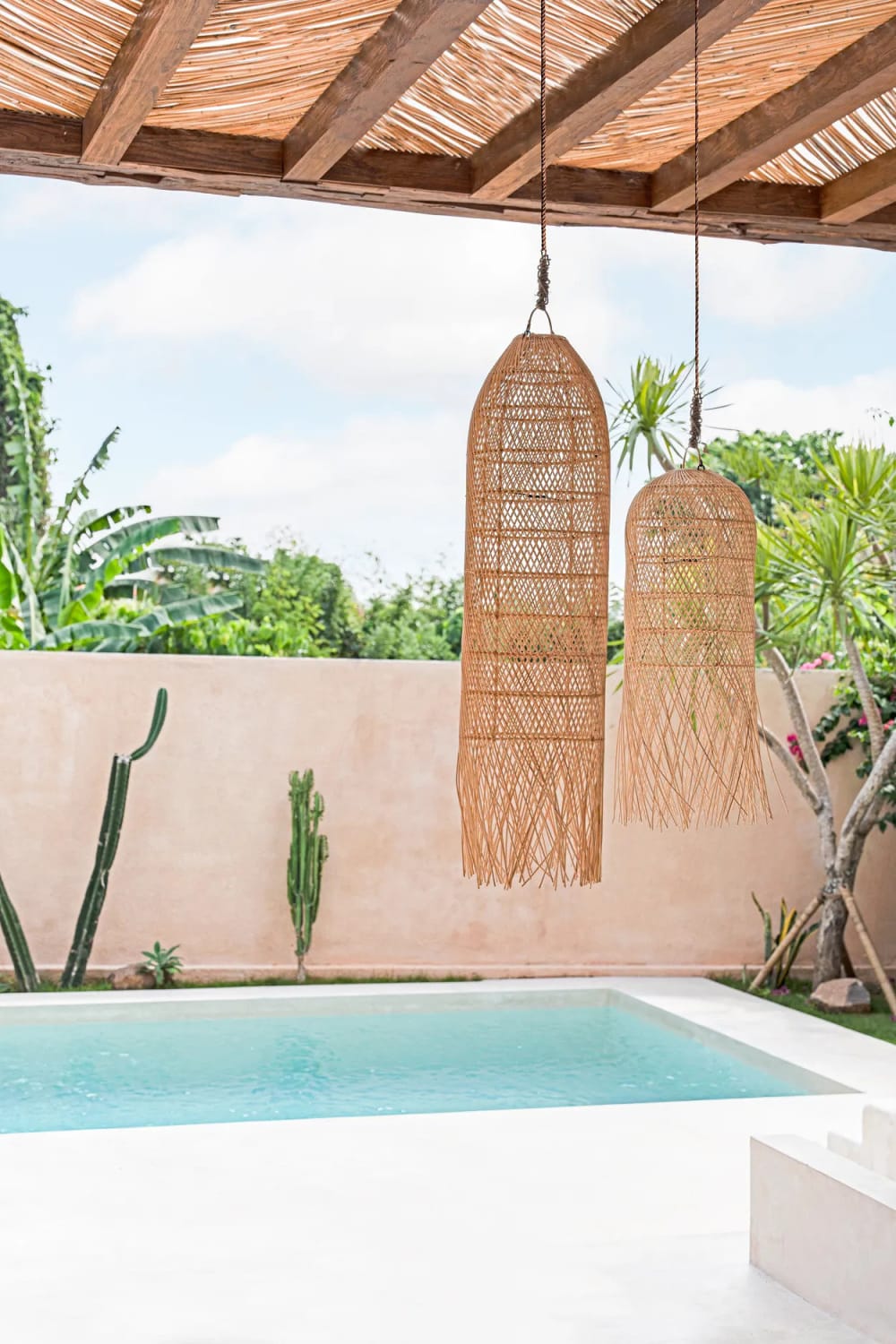 Suspension rotin marron 30x30x80cm — vue 4