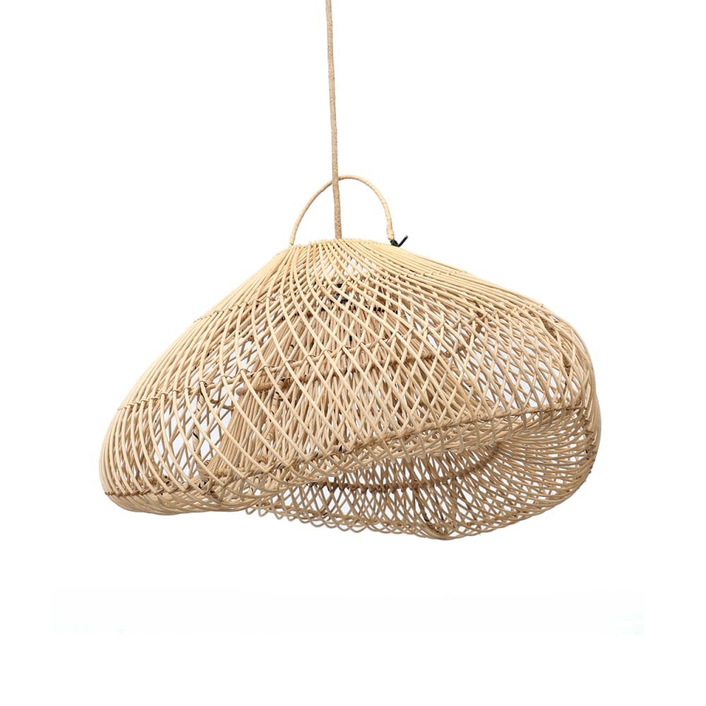 Bazar Bizar Pendelleuchte aus rattan in braun, 60x60x35cm style seaside Beige