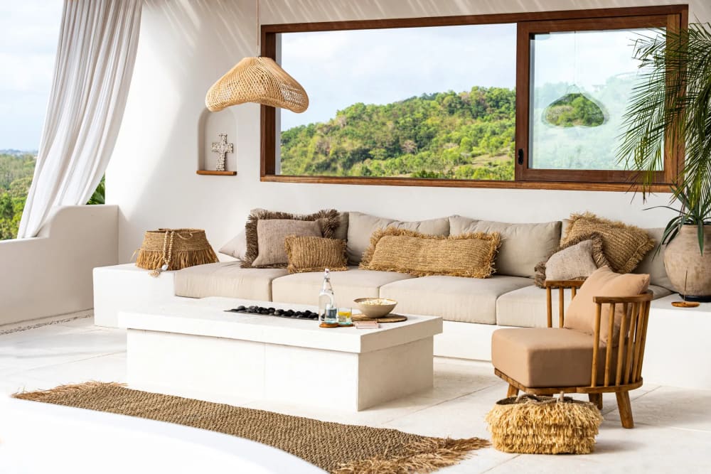 Suspension rotin marron 60x60x35cm — vue 4