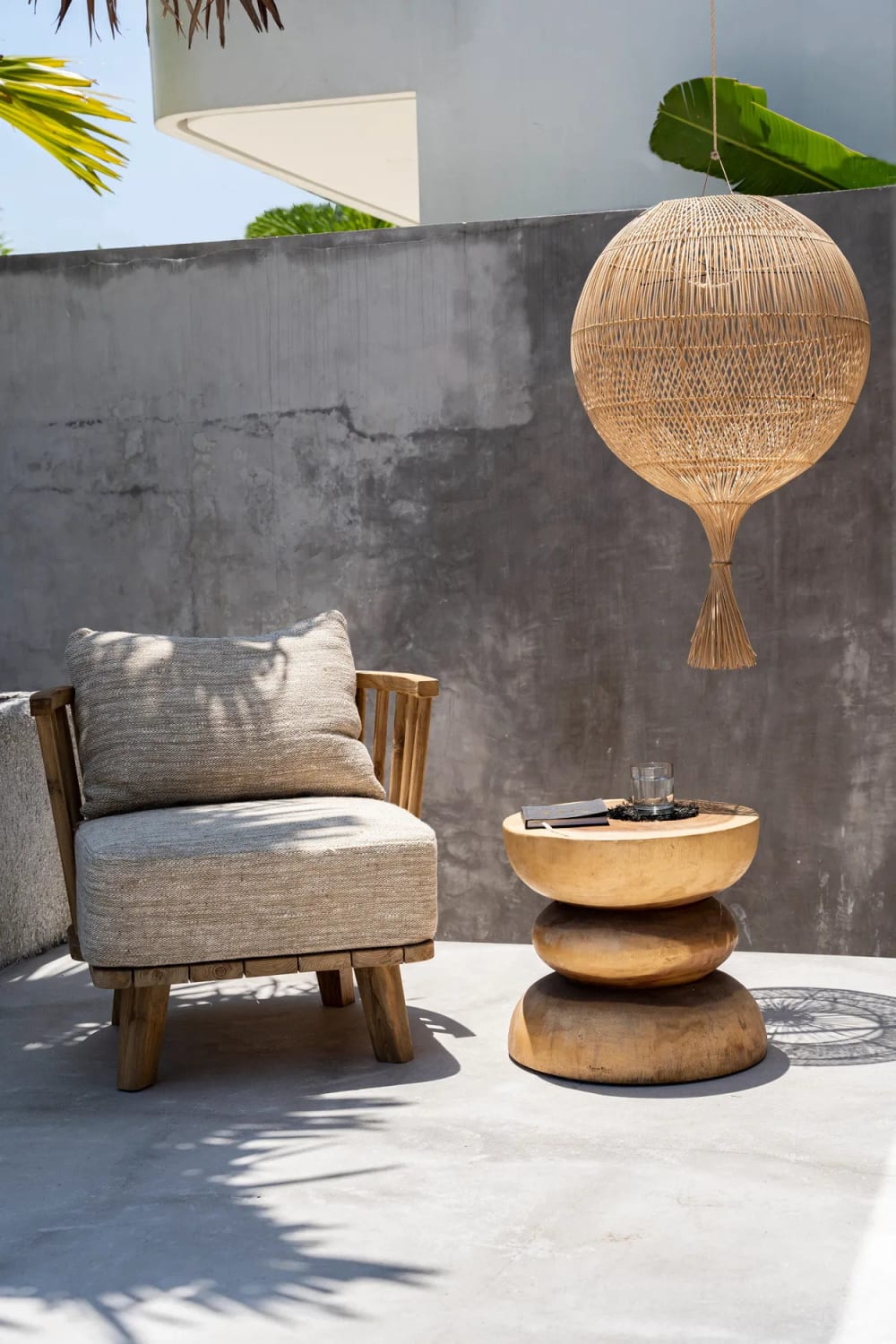 Lampadaire rotin marron 50x50x80cm — vue 4