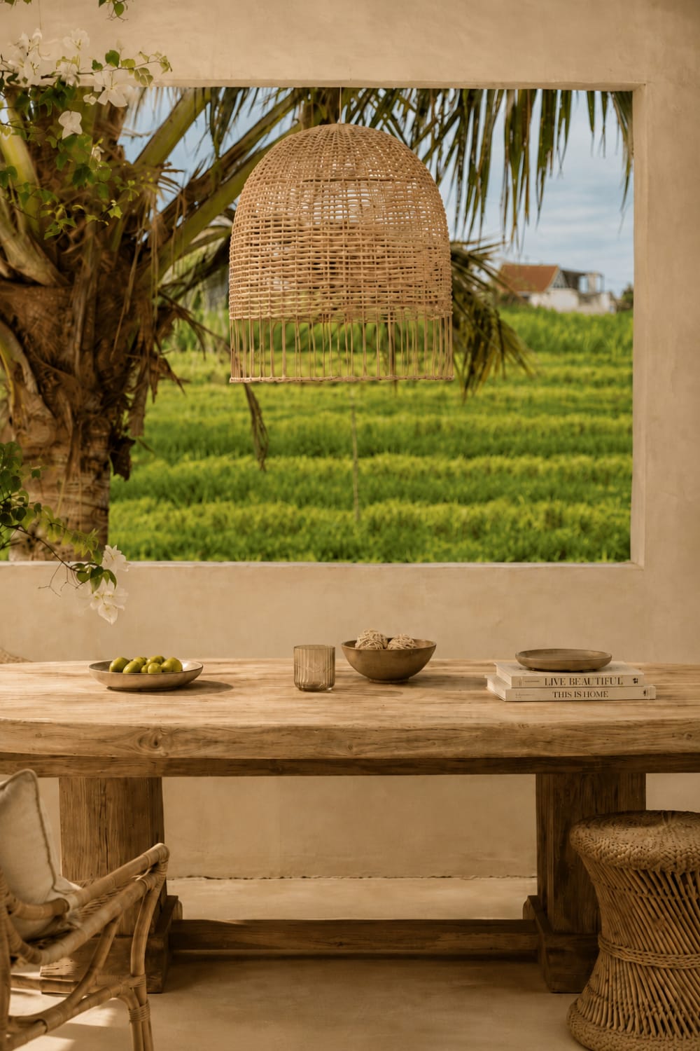 Suspension rotin marron 50x50x55cm - Maisons du Monde