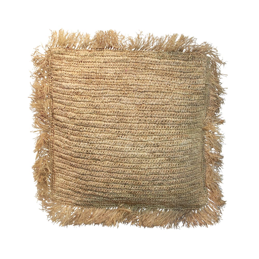 Housse de coussin raphia marron 60x60x10cm