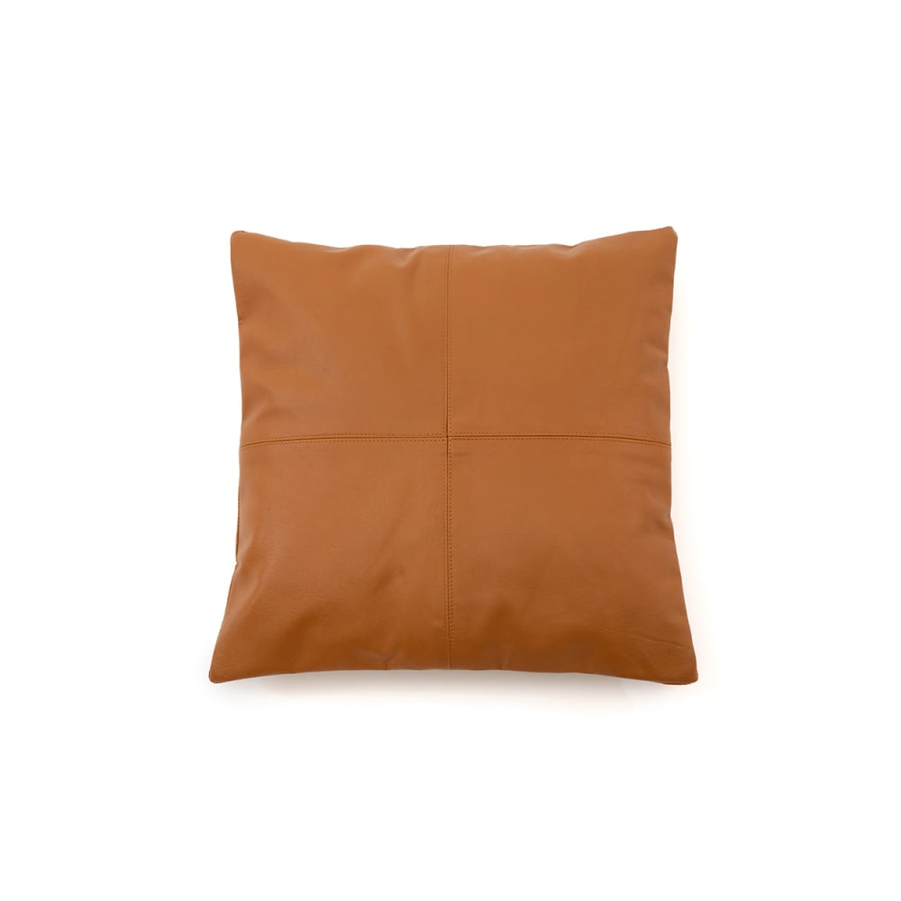 Housse de coussin cuir camel 40x40x1cm