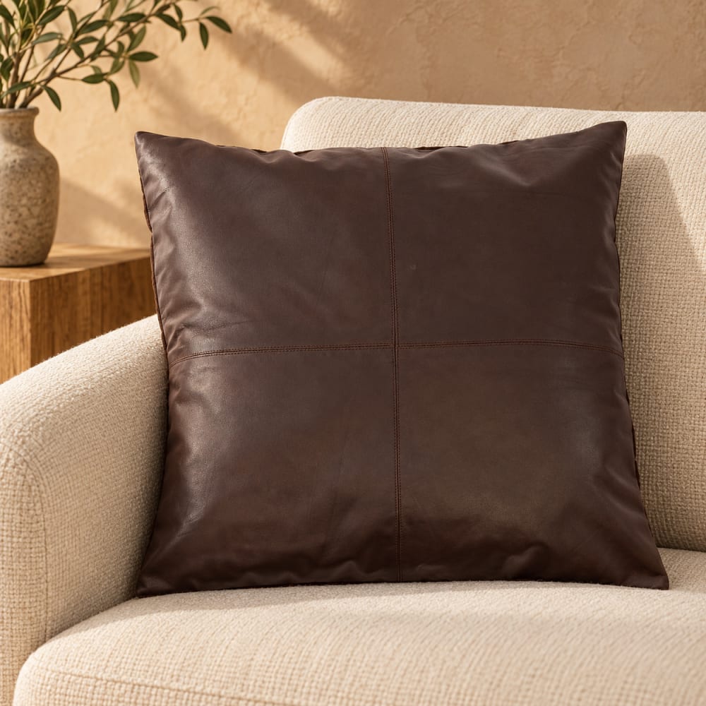 Copricuscino in pelle cioccolato 60x60x1 cm - Bazar Bizar