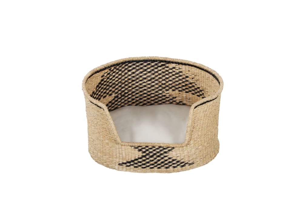 Panier ovale pour chien et chat en jonc de mer coussin écru